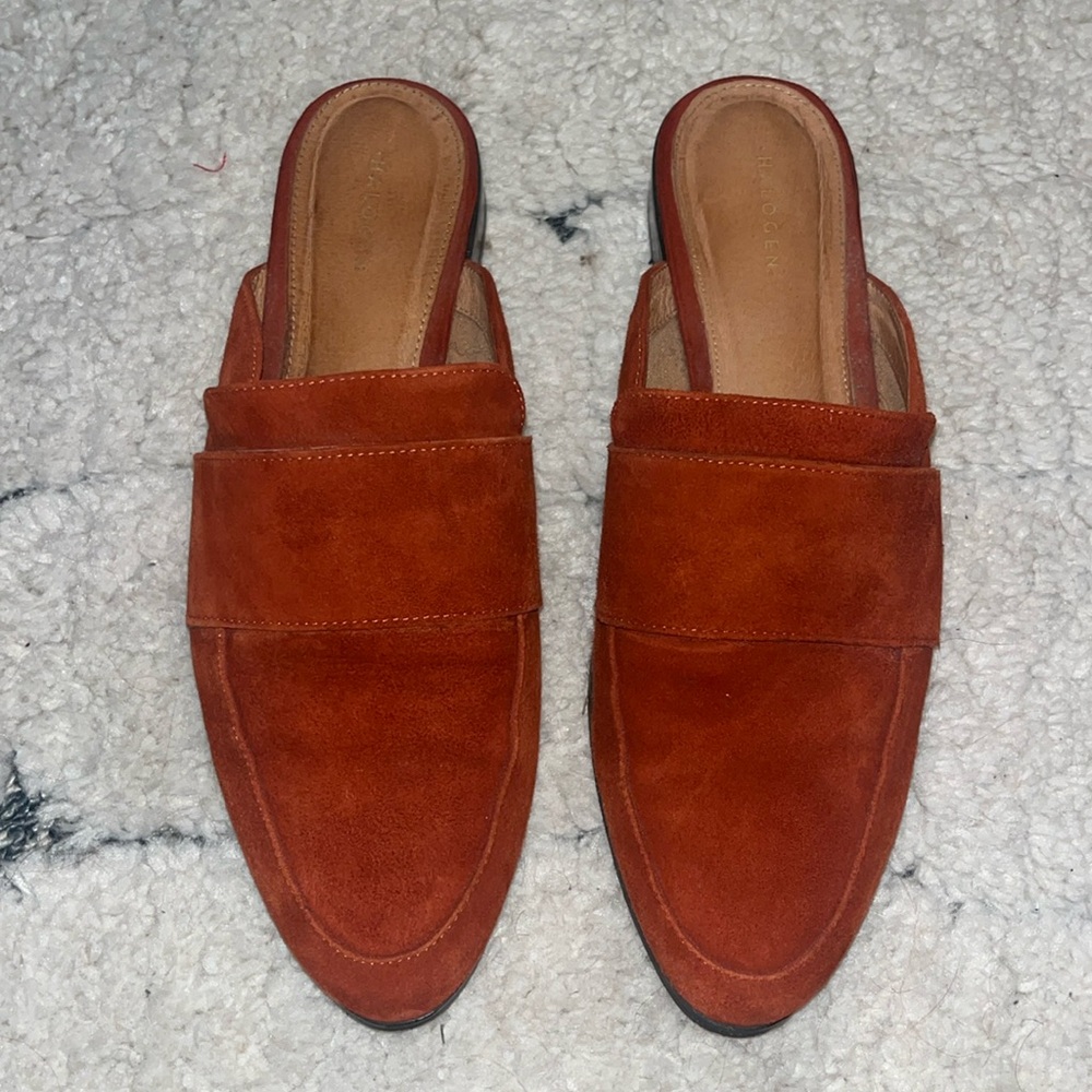 Halogen Slip on Burnt Orange Suede Mules